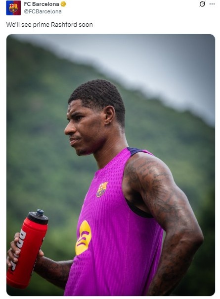 巴萨社媒：咱们很快将看到巅峰景况的拉什福德