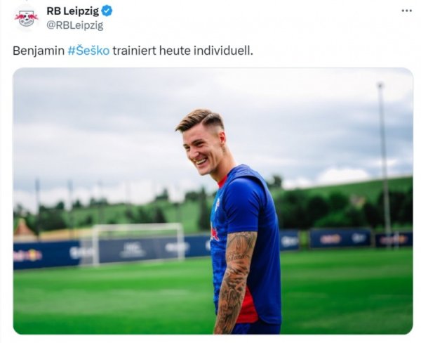 莱比锡官方晒照：塞斯科今天进行了个东谈主历练