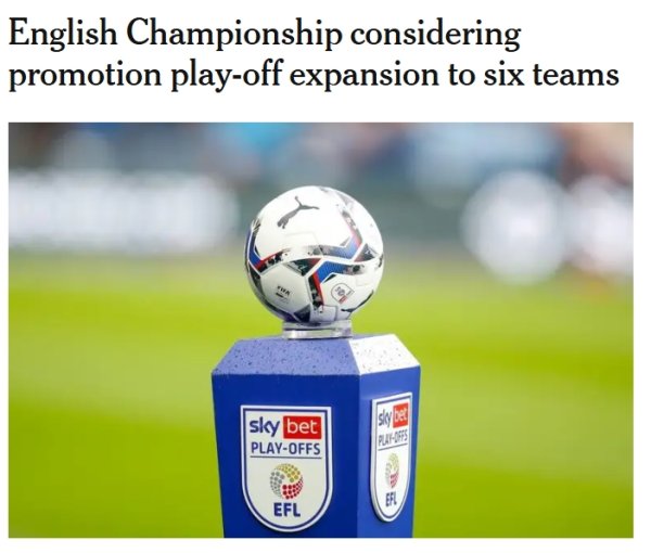 6队争1个限额！TA：英冠讨论增设一轮升级附加赛 参赛队扩军至6支