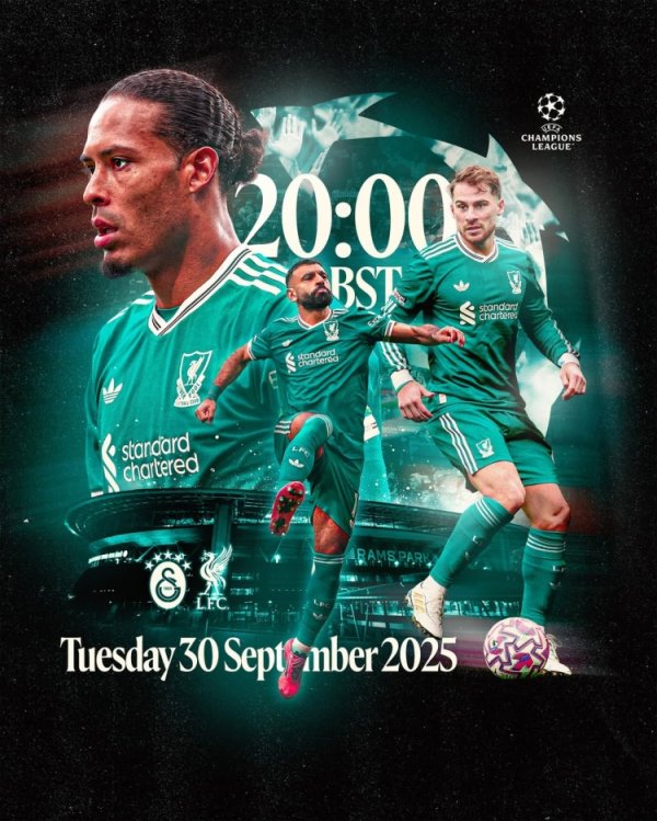 利物浦发布欧冠海报：萨拉赫、范迪克、麦卡利斯卓绝镜