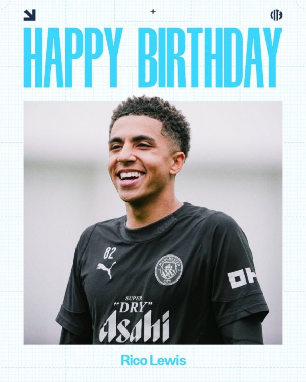 曼城祝里科·刘易斯21岁诞辰开心，球员为蓝月出战103场斩获7冠